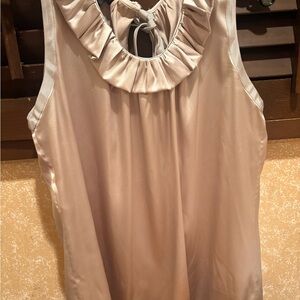 Emporio Armani  Satin silk Ruffle Blouse - Cream . Never worn. Very beautiful .